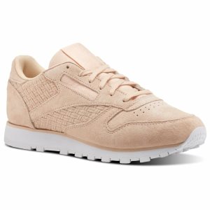 Reebok Classic Leather Woven EMB Turnschuhe Damen - Rosa/Weiß - DE 361-FBI